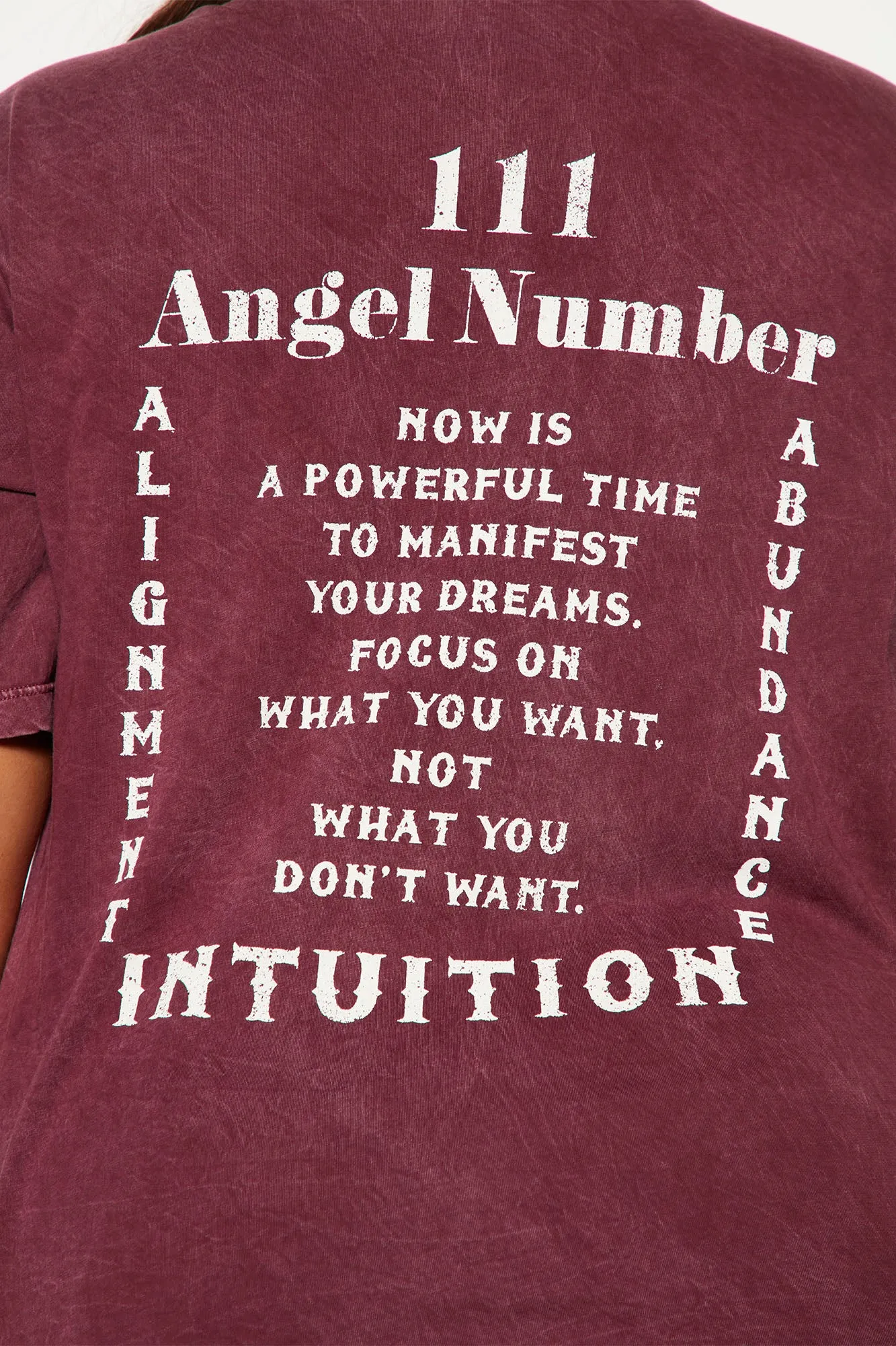 111 Angel Number Tunic Top - Burgundy