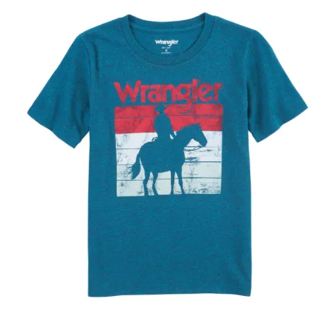 112315057 - Wrangler Boy's Western T-Shirt -  Cyan Pepper Heather