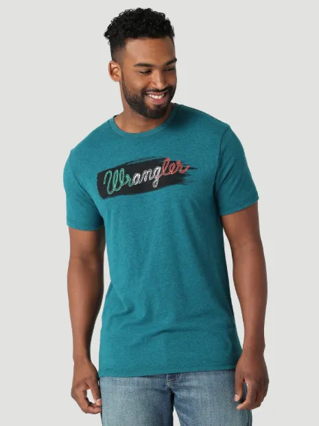 112315058 - Wrangler Men's Green White Red Wrangler Logo SS T-shirt