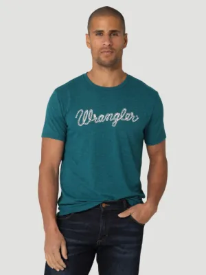 112325759 - Wrangler Men’s Rope Logo T-Shirt - Cyan Heather