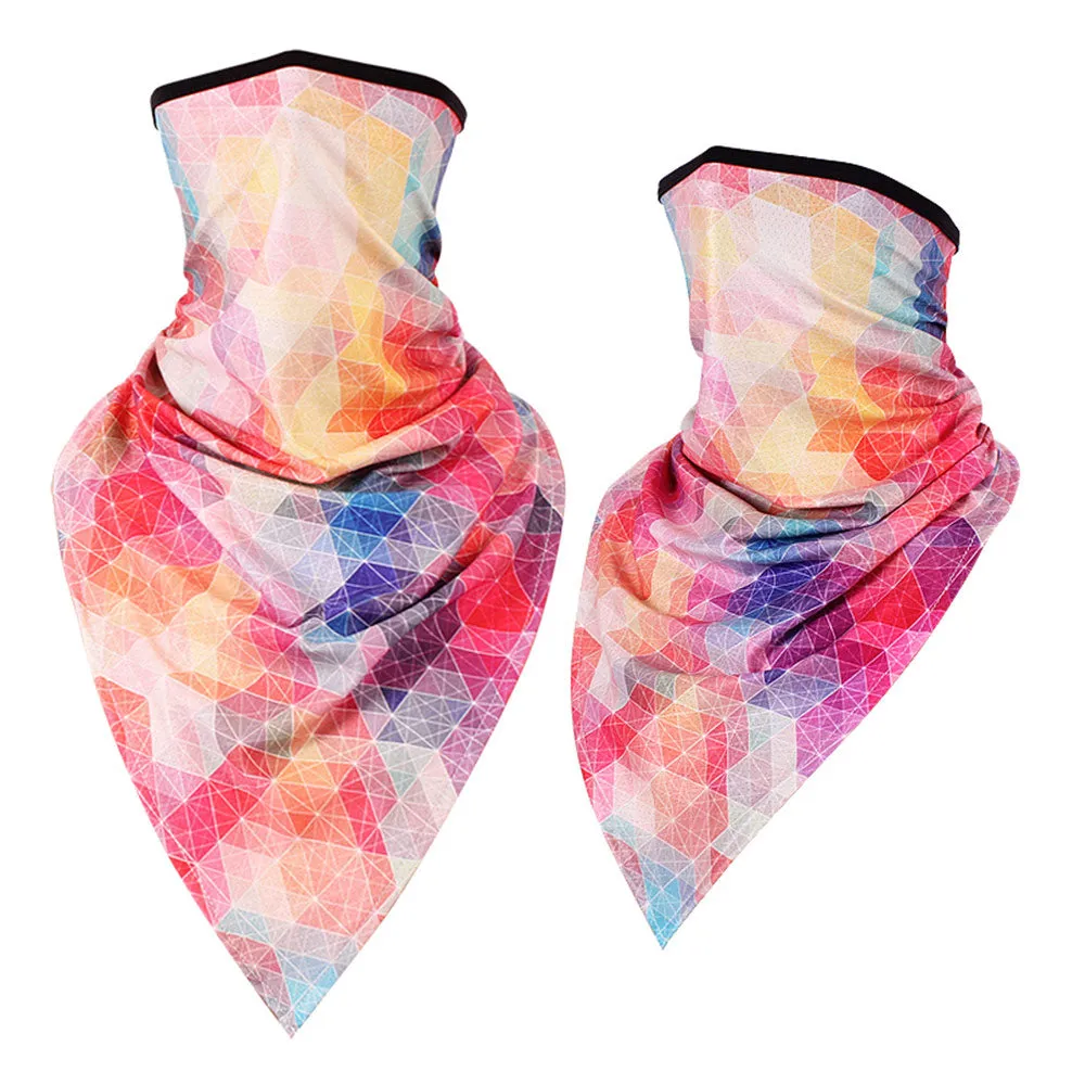 2 Pack of Multi-Purpose Triangle Scarf Neckerchief Outdoor Headwear Bandana Patterned