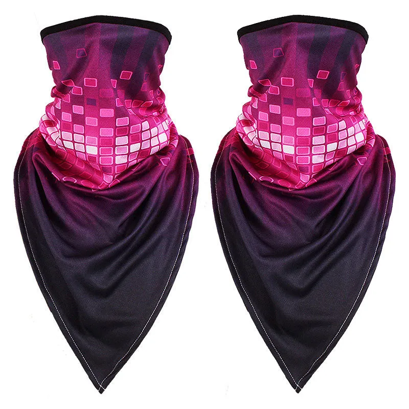 2 Pack of Multi-Purpose Triangle Scarf Neckerchief Outdoor Headwear Bandana Patterned