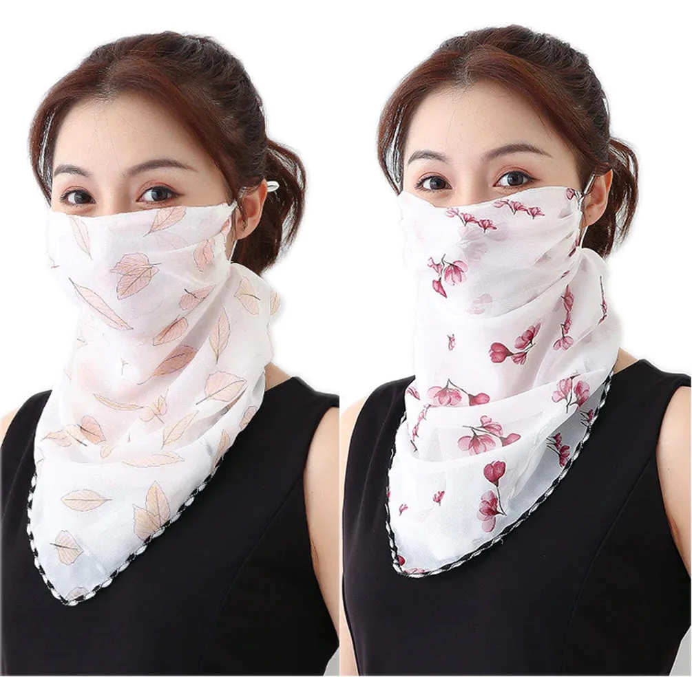 2 Pack of Women Sunscreen Chiffon Scarf Neck Gaiter Lightweight UV Protection Bandana Balaclava