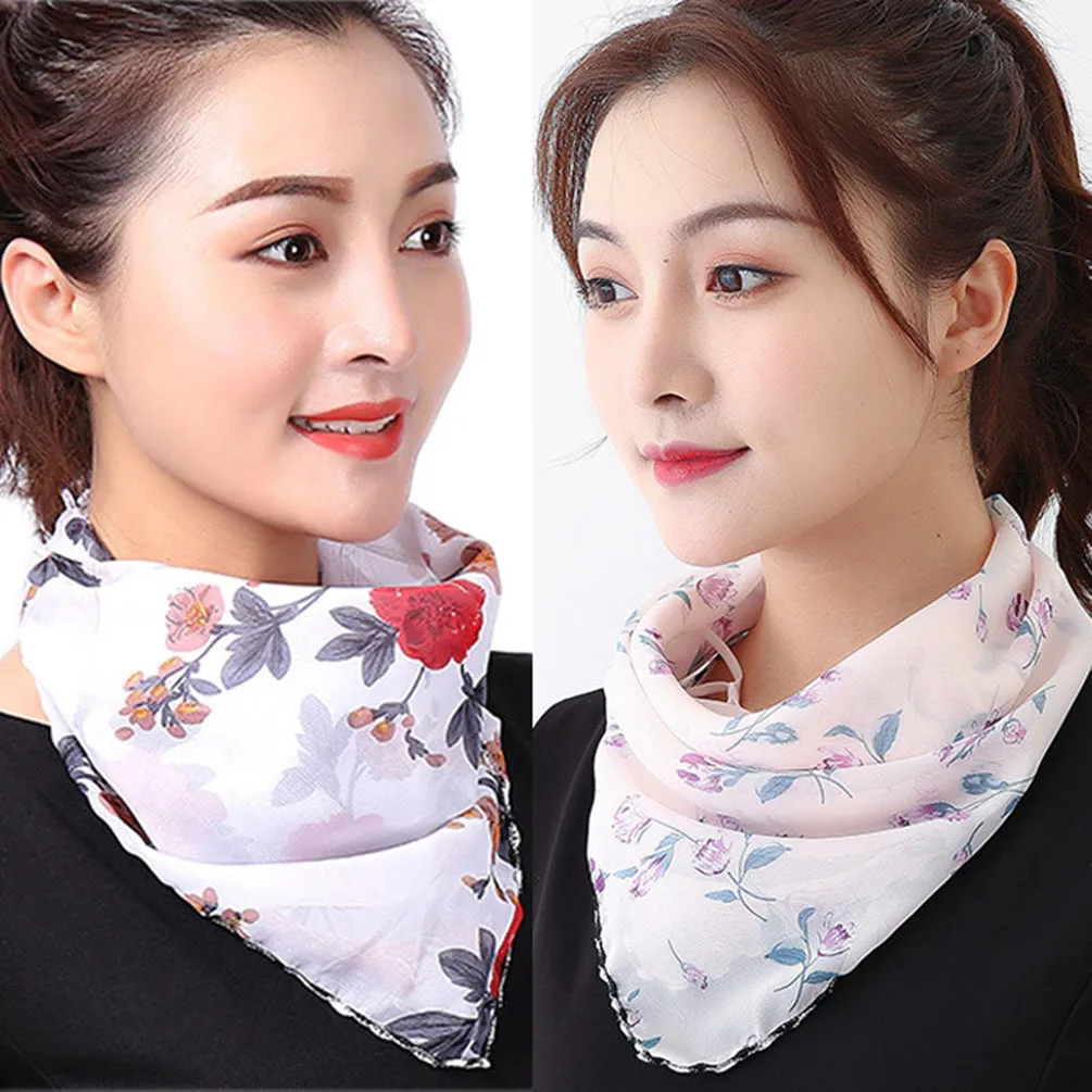 2 Pack of Women Sunscreen Chiffon Scarf Neck Gaiter Lightweight UV Protection Bandana Balaclava