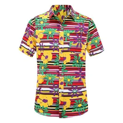 2019 New Summer Mens Short Sleeve Beach Hawaiian Shirts Cotton Casual Floral Shirts Regular Plus Size 3XL Mens clothing Fashion