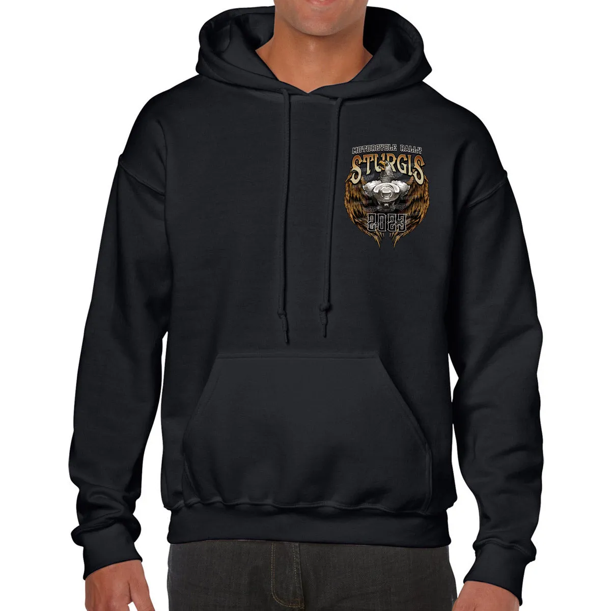 2023 Sturgis Motorcycle Rally Flying V Twin Eagle Pull-Over Hoodie