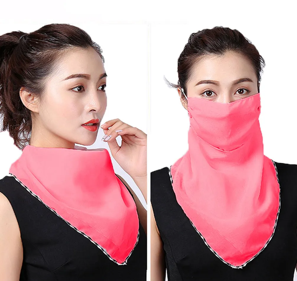 2pcs Dustproof Triangle Scarf Neck Gaiter Breathable Collar Bandana Balaclava for Women