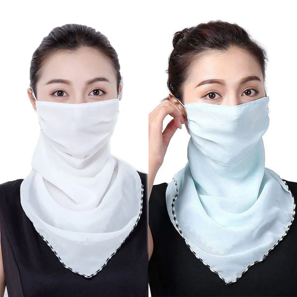 2pcs Dustproof Triangle Scarf Neck Gaiter Breathable Collar Bandana Balaclava for Women