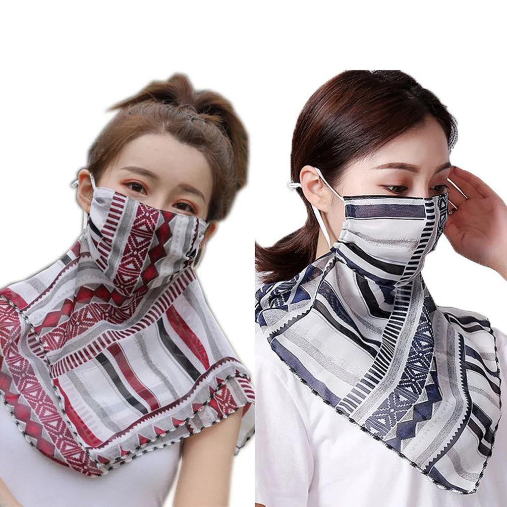 2pcs Dustproof Triangle Scarf Neck Gaiter Breathable Collar Bandana Balaclava for Women