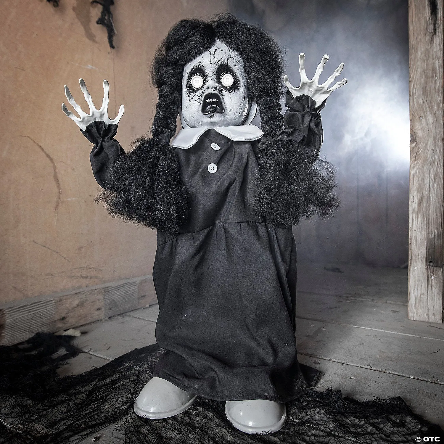 3 Ft. Black and White Scary Girl Animated Prop