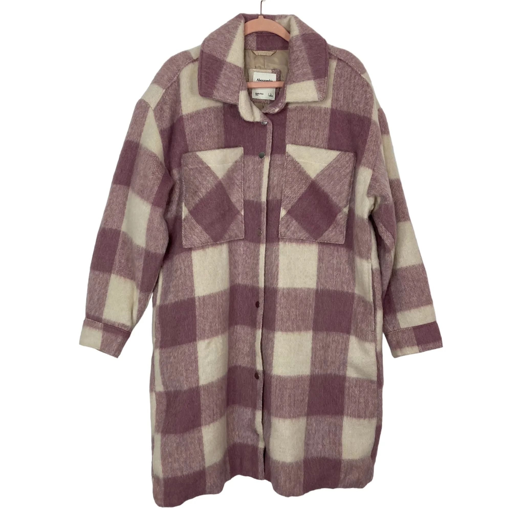 Abercrombie & Fitch Lilac and White Check Shacket NWT- Size L (runs big)