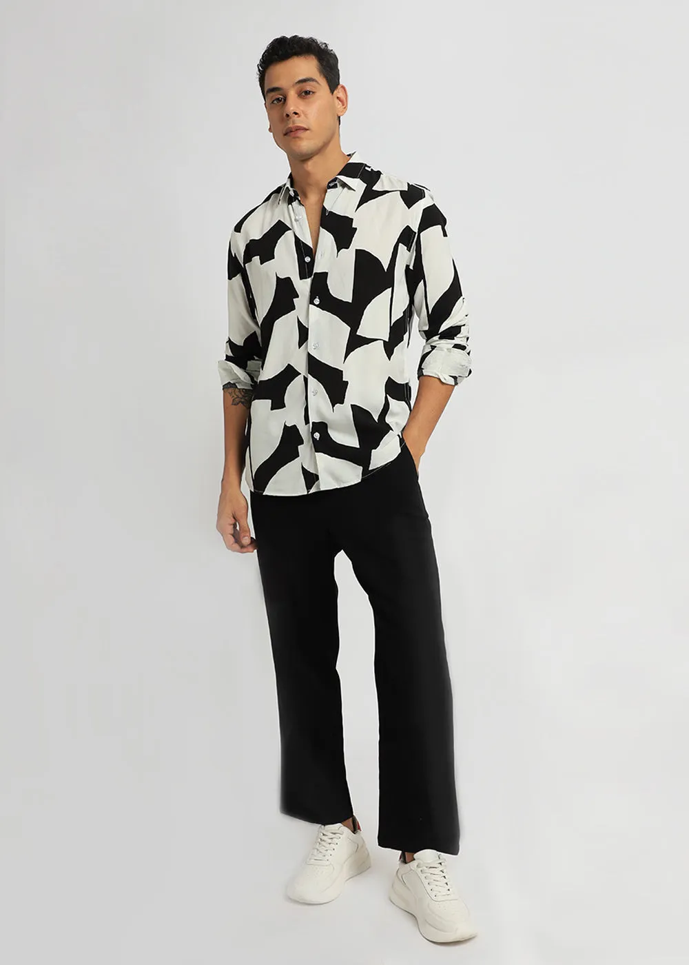 Abstract Monochrome Print Full sleeve shirt