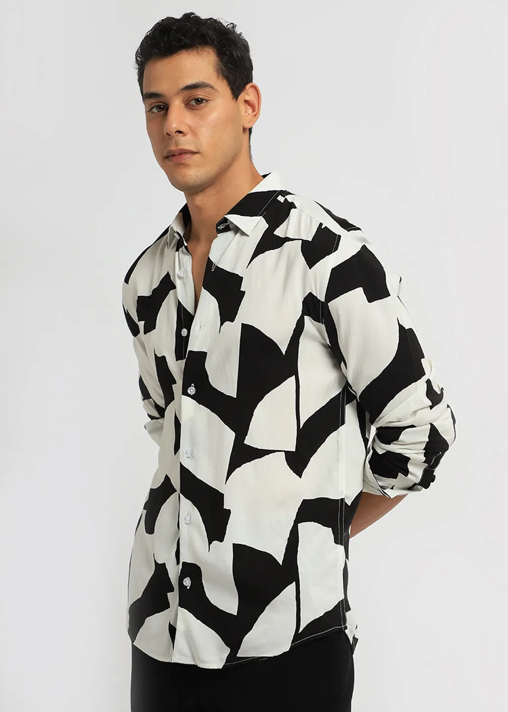 Abstract Monochrome Print Full sleeve shirt