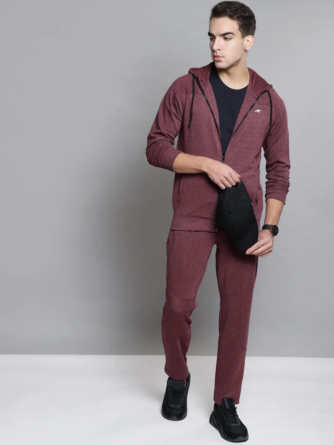 Alcis Men Maroon Solid Tracksuit