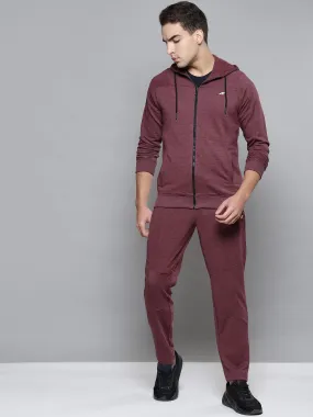 Alcis Men Maroon Solid Tracksuit