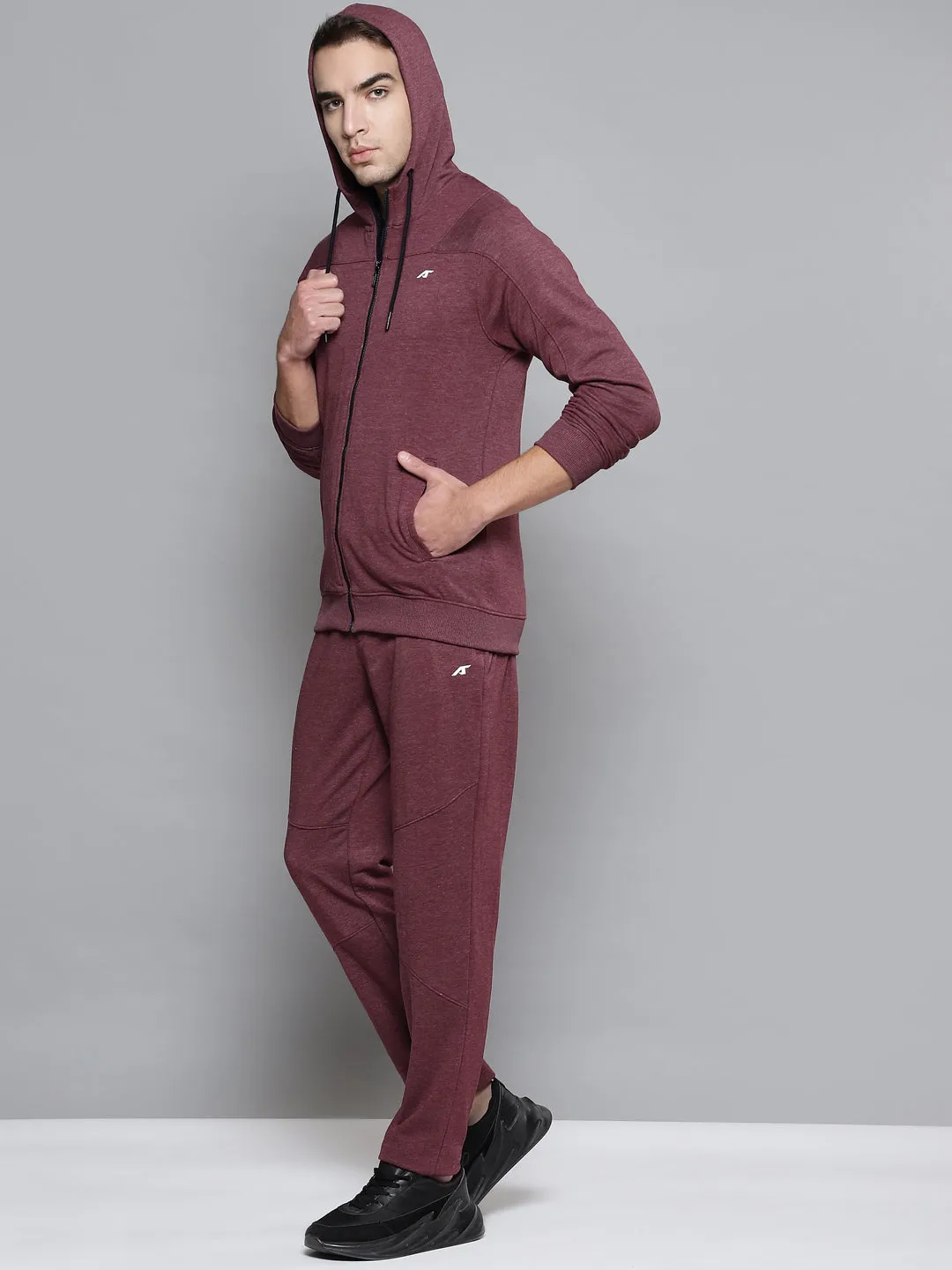 Alcis Men Maroon Solid Tracksuit