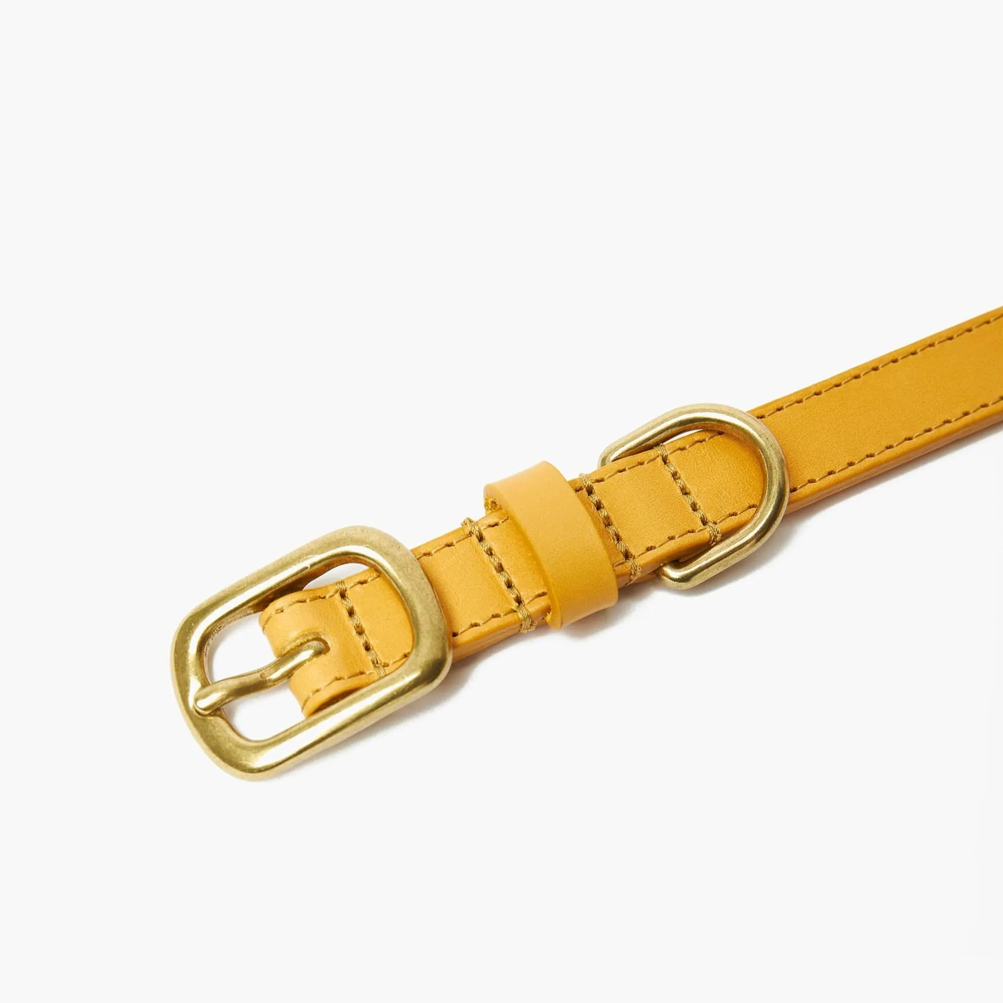 Amber Yellow Leather Dog Collar – Stylish & Soft