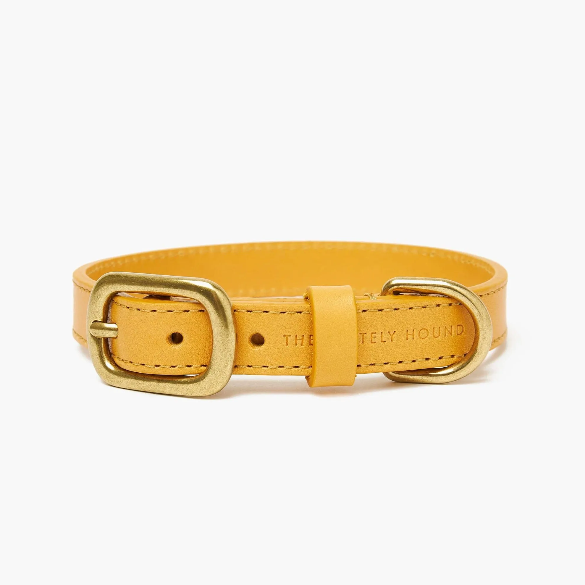 Amber Yellow Leather Dog Collar – Stylish & Soft