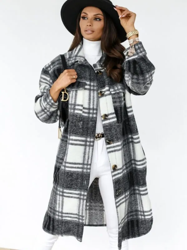 Amy™ | Women's Long Checked Coat