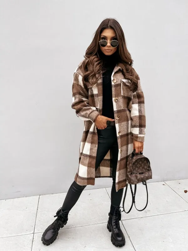 Amy™ | Women's Long Checked Coat