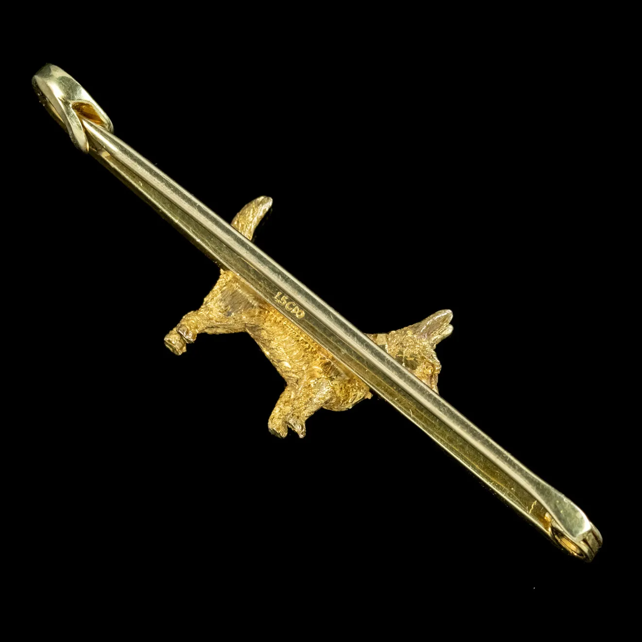 Antique Victorian Dog Bar Brooch 15ct Gold Circa 1900