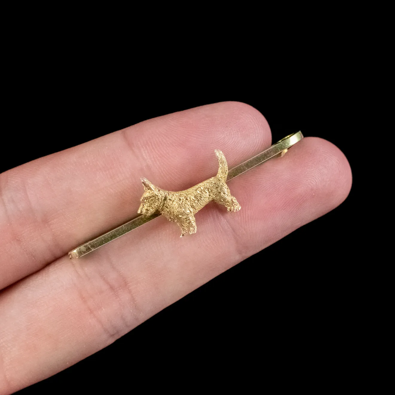 Antique Victorian Dog Bar Brooch 15ct Gold Circa 1900