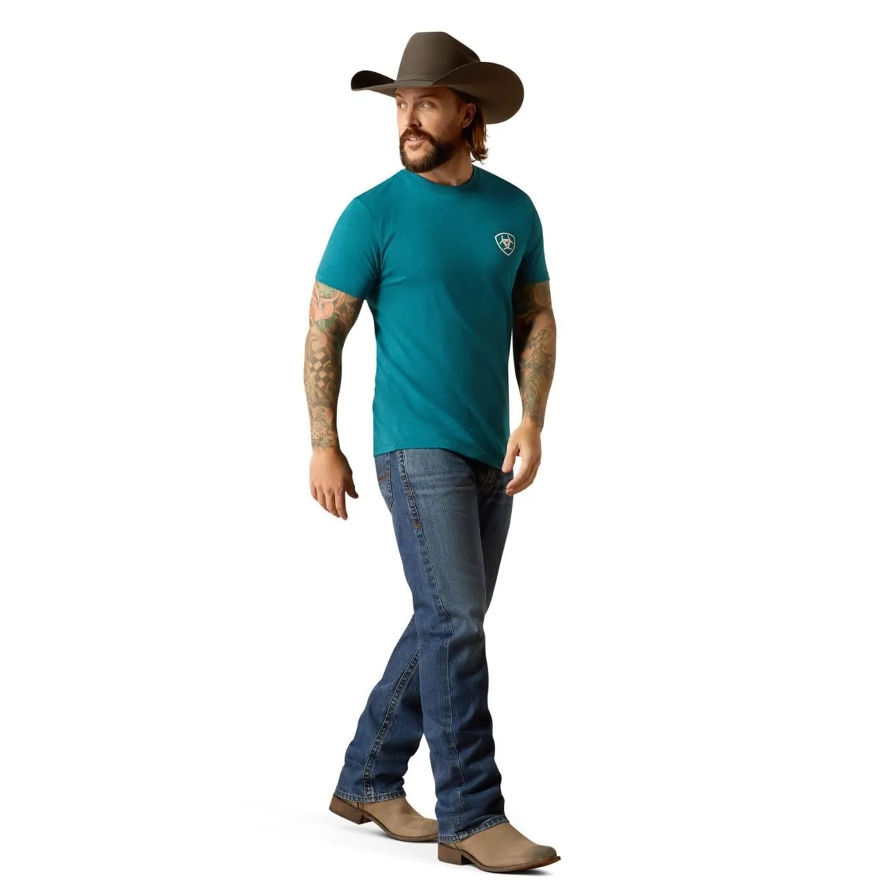 Ariat Men's Stacks T-Shirt, Cyan