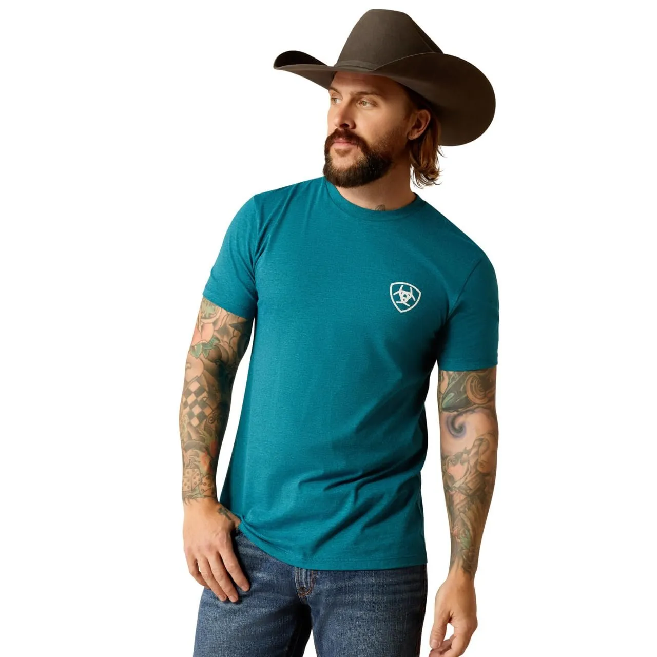 Ariat Men's Stacks T-Shirt, Cyan