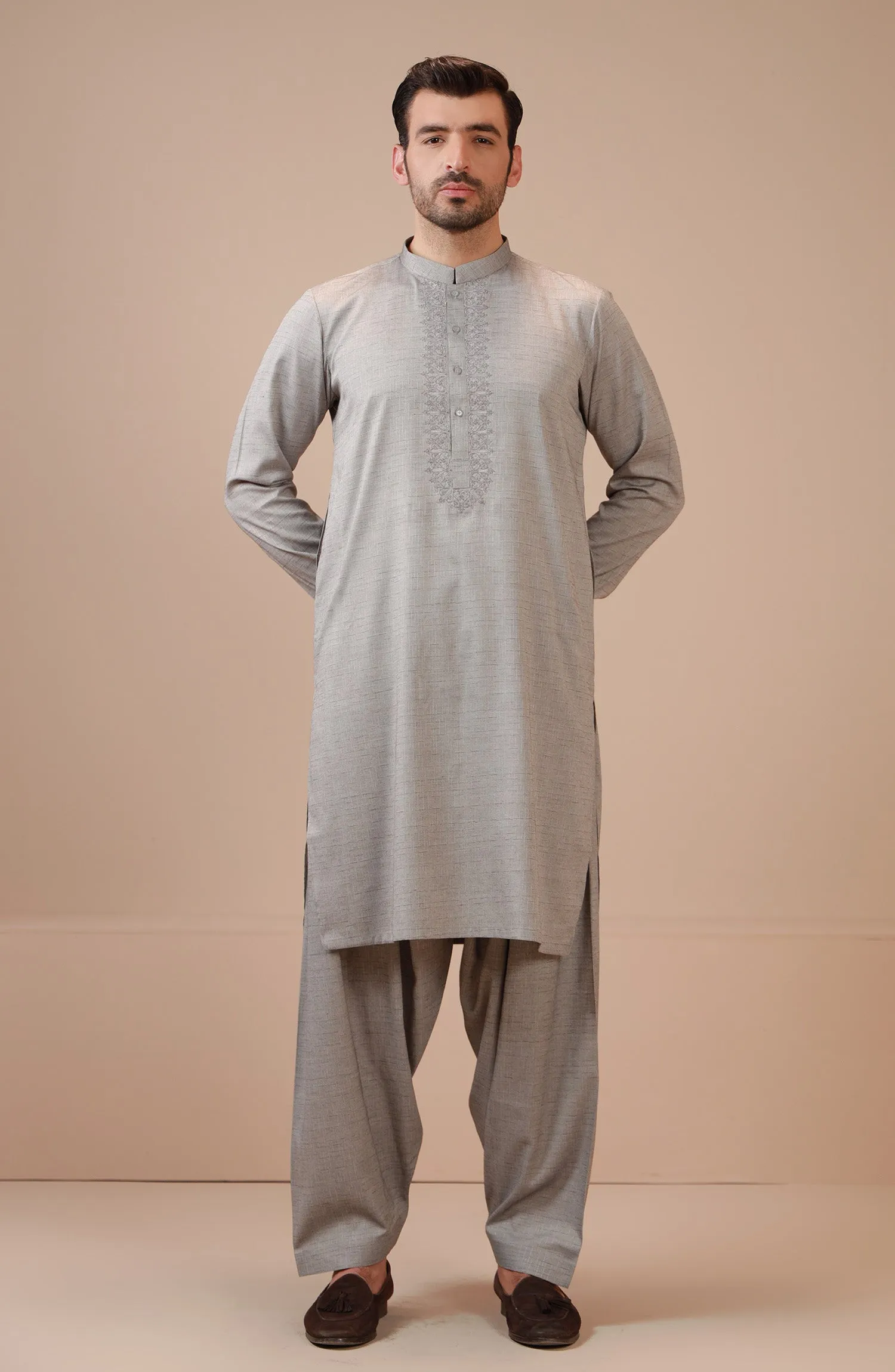 Ash Grey Embroidered Suit