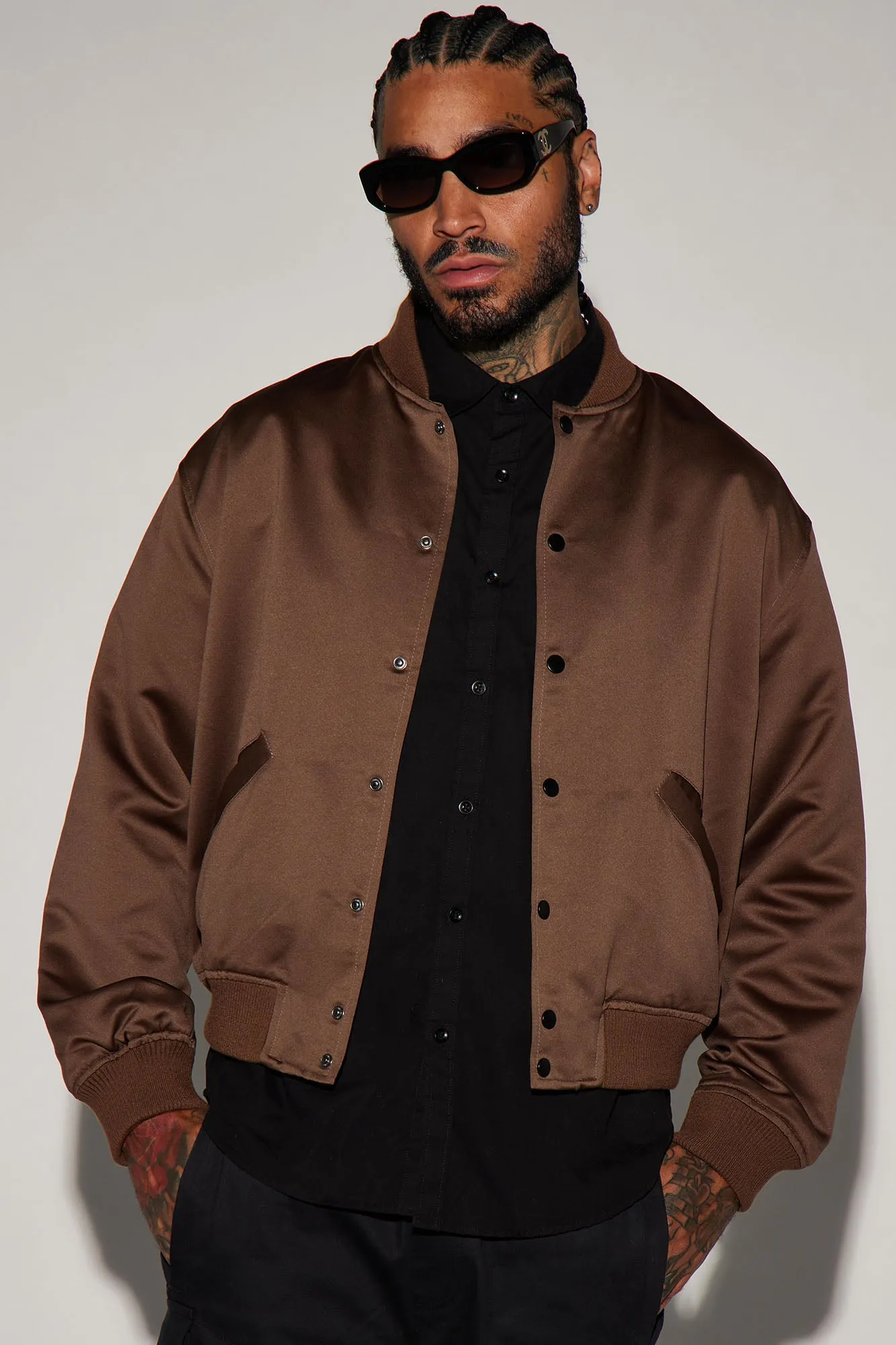 Ashton Essential Bomber Jacket - Brown