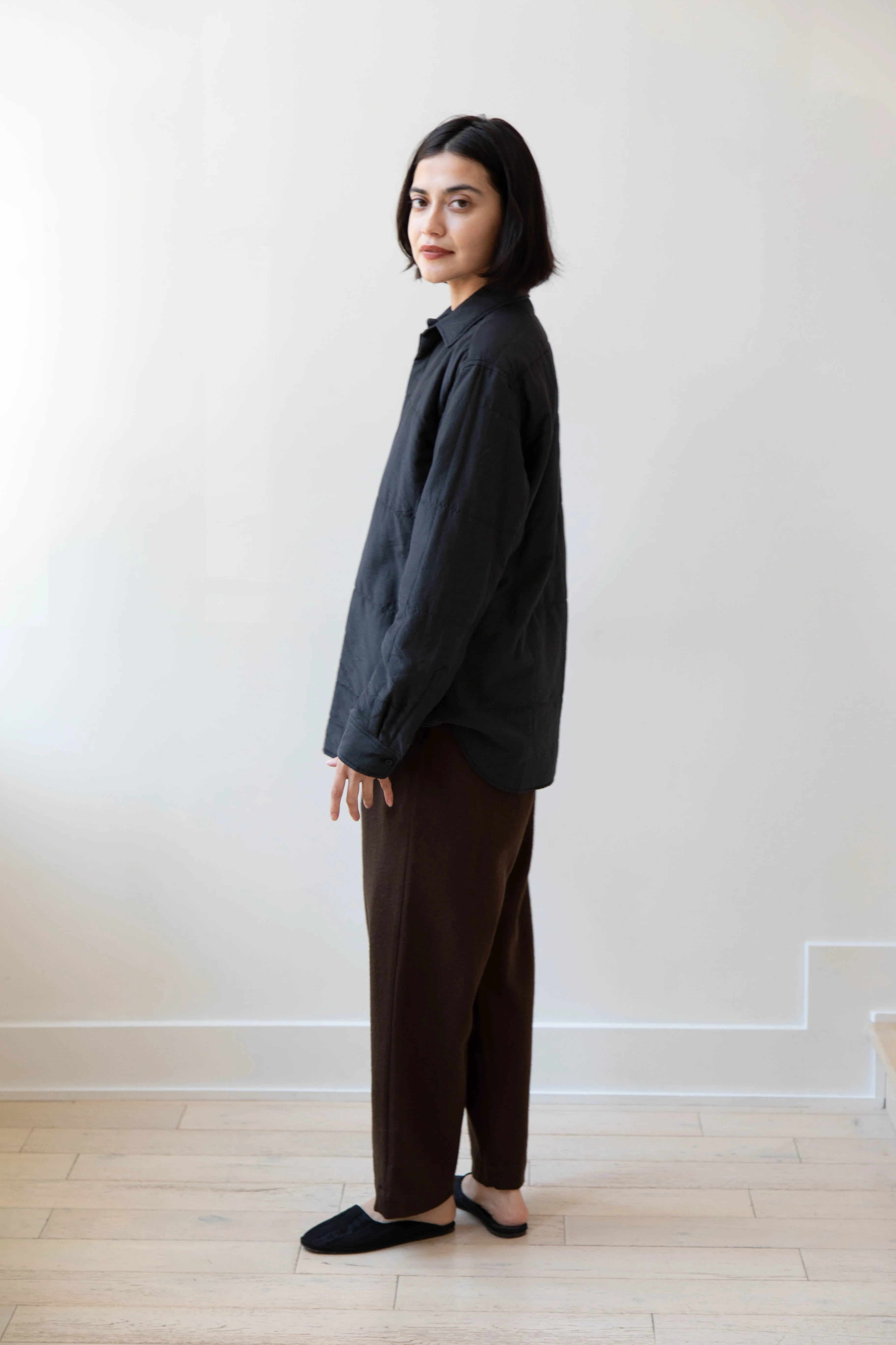 Auralee | Quilted Light Silk Cotton Shirt in Ink