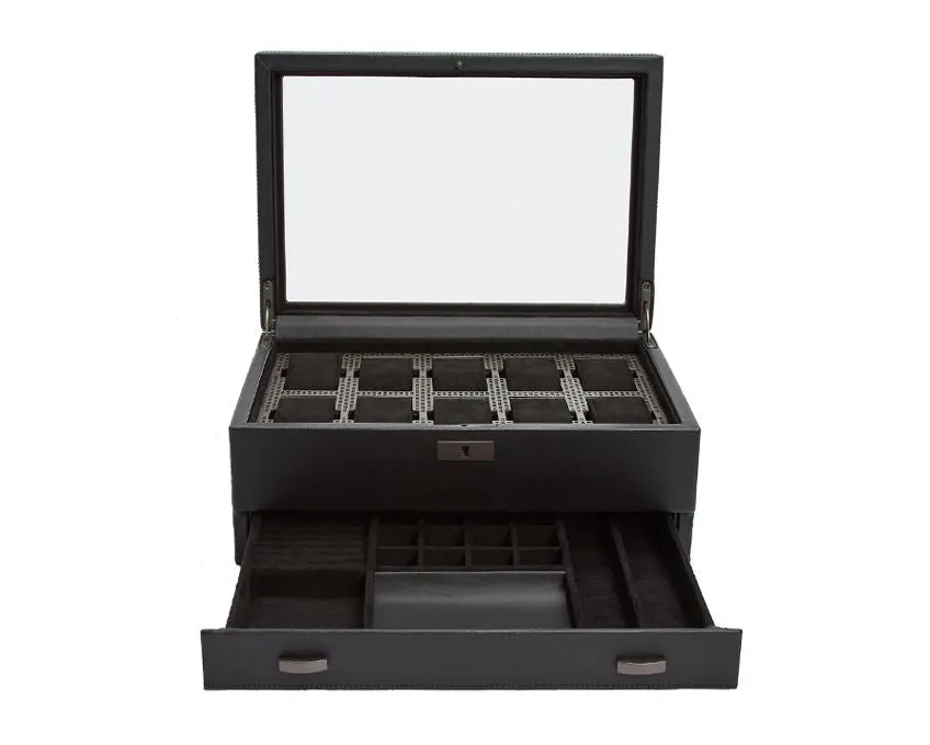 Axis 10 Piece Watch Box With Drawer (Powder Coat)