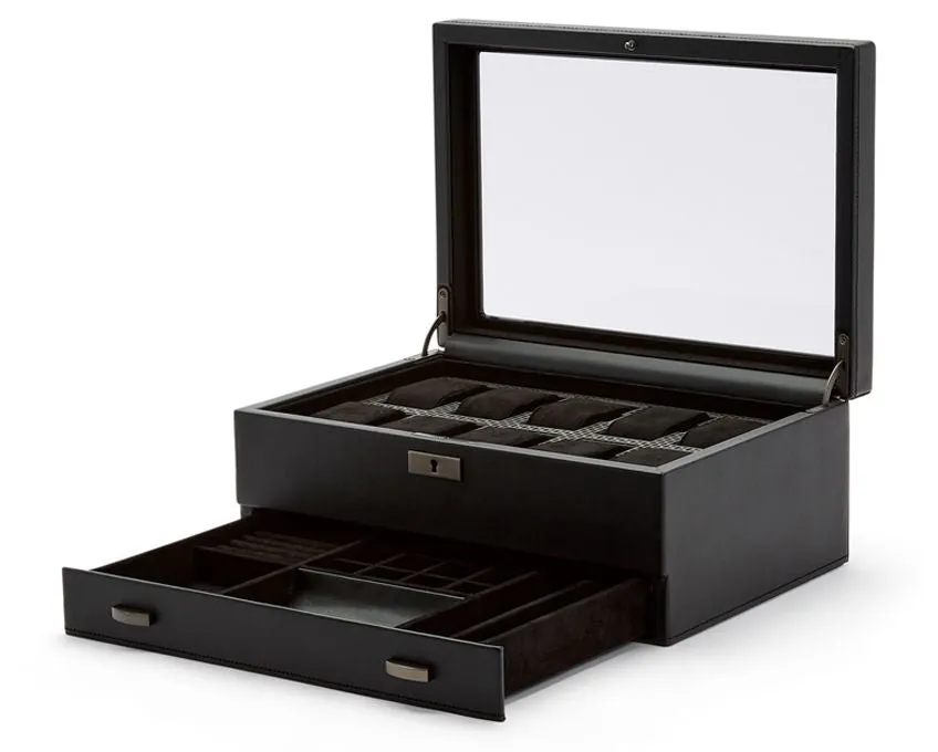 Axis 10 Piece Watch Box With Drawer (Powder Coat)