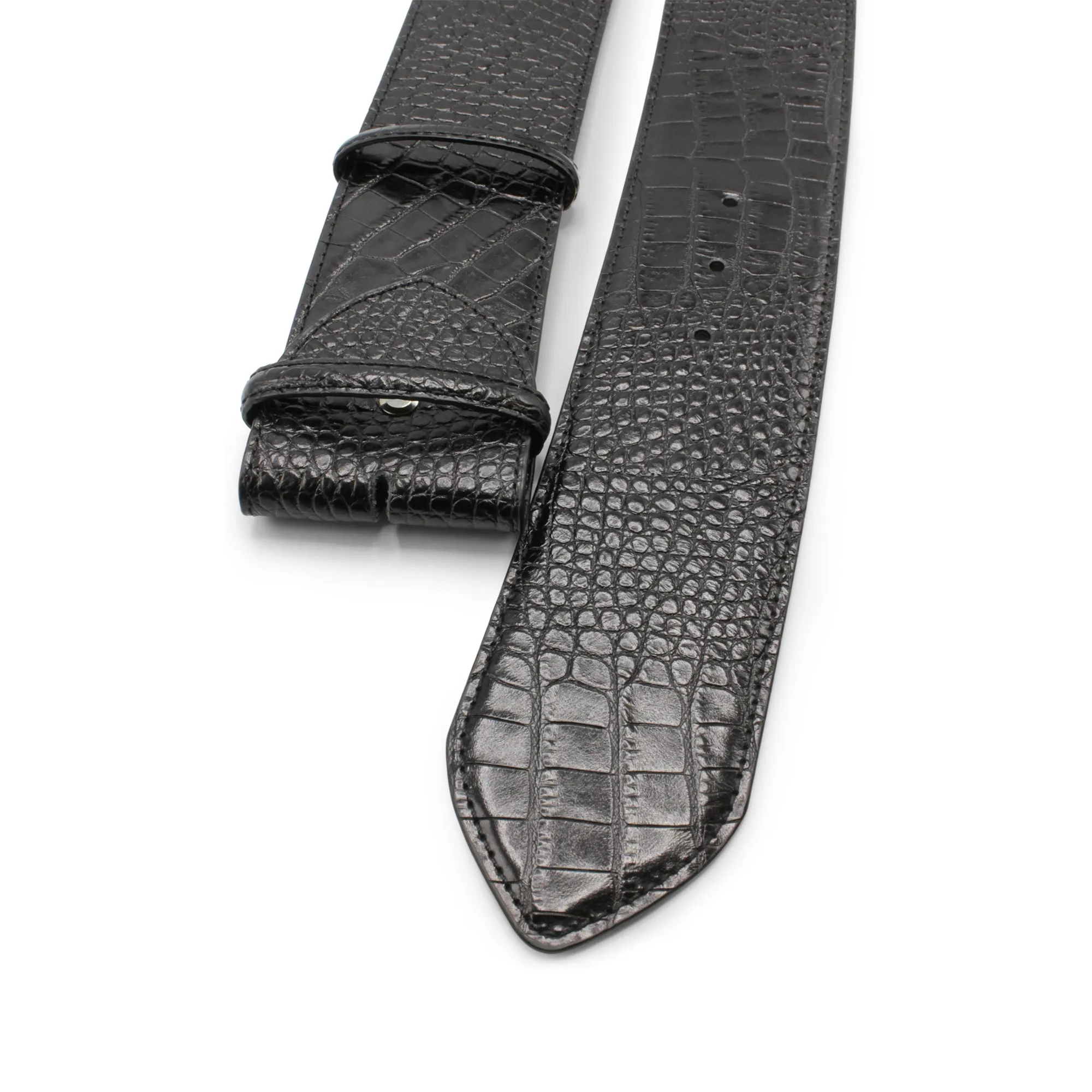 Bacall Wide Curved Mock Croc Belt Strap