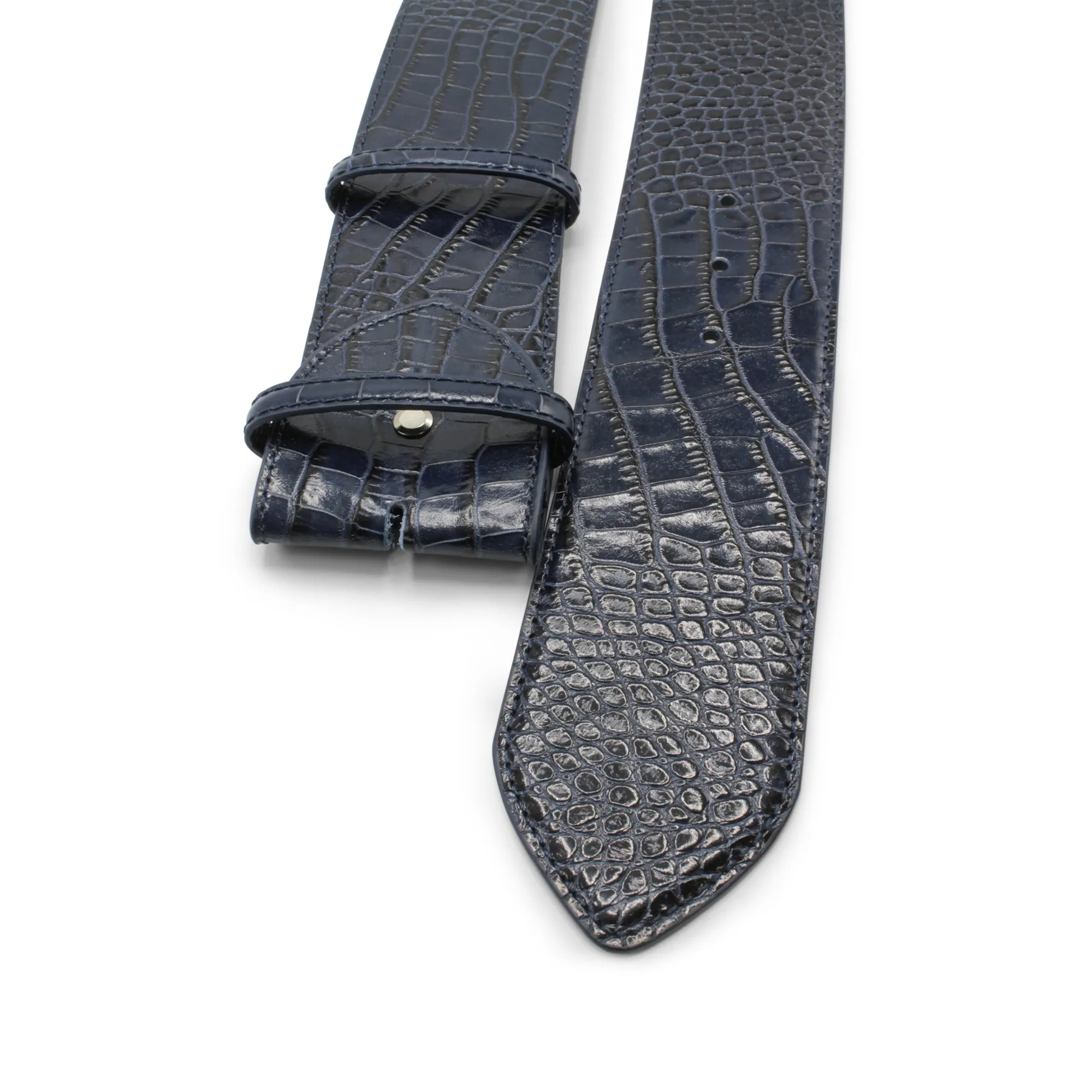 Bacall Wide Curved Mock Croc Belt Strap