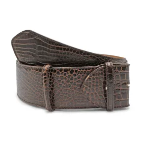 Bacall Wide Curved Mock Croc Belt Strap