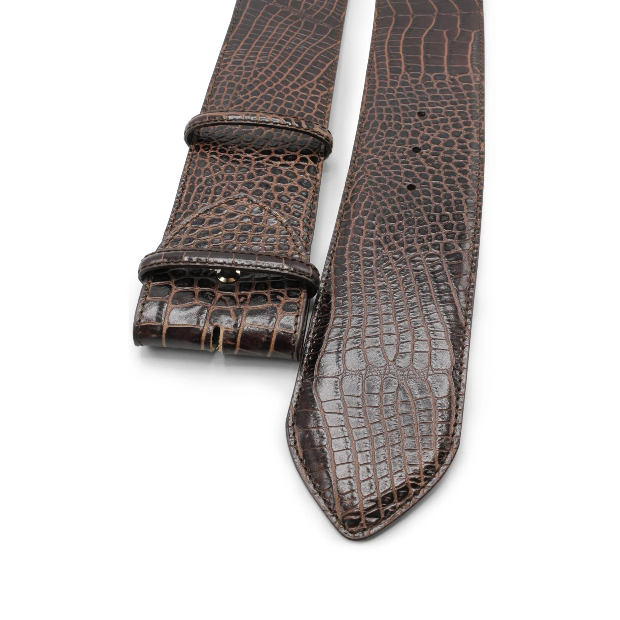 Bacall Wide Curved Mock Croc Belt Strap