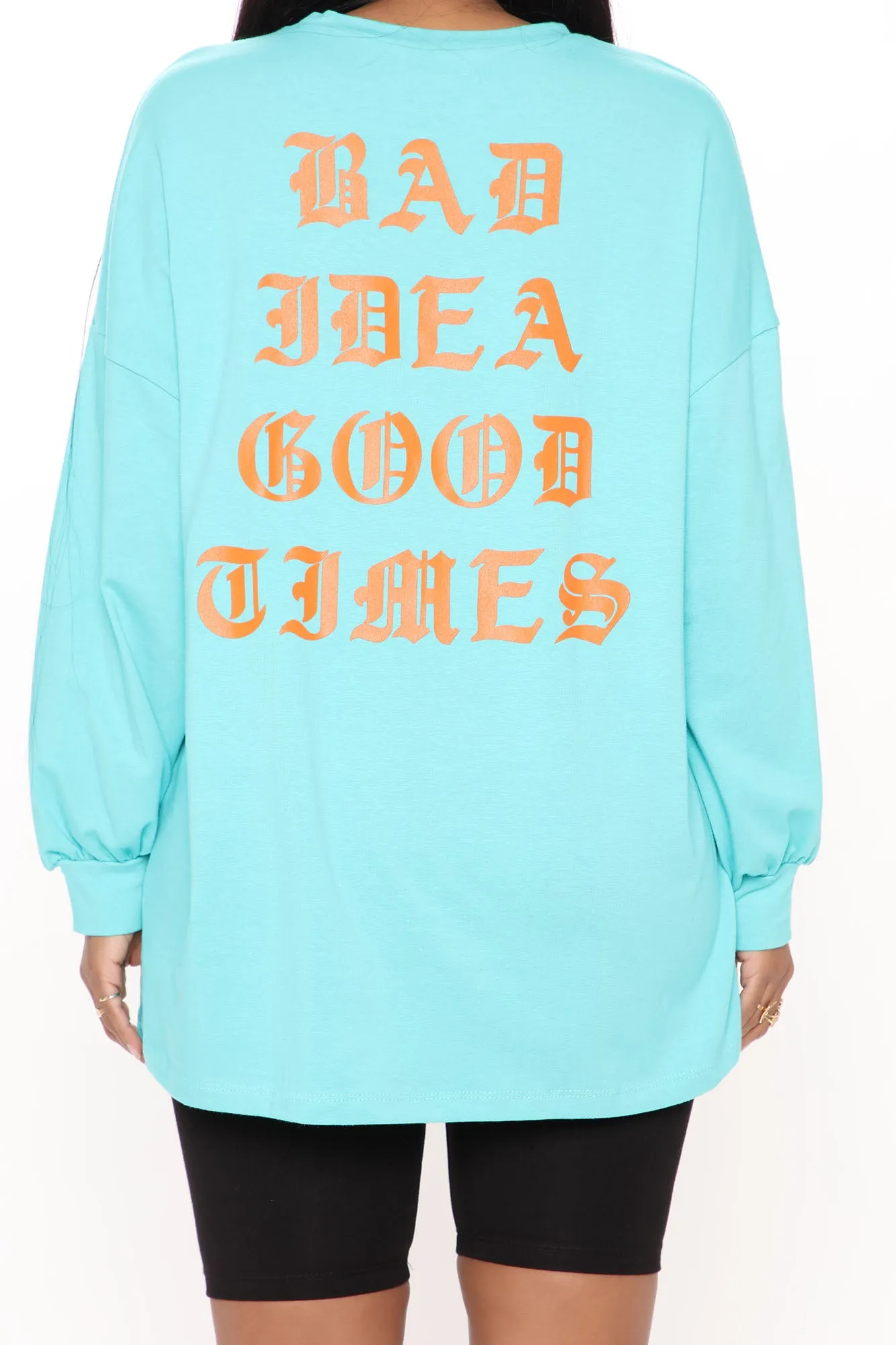 Bad Ideas Are Good Times Long Sleeve Top - Mint