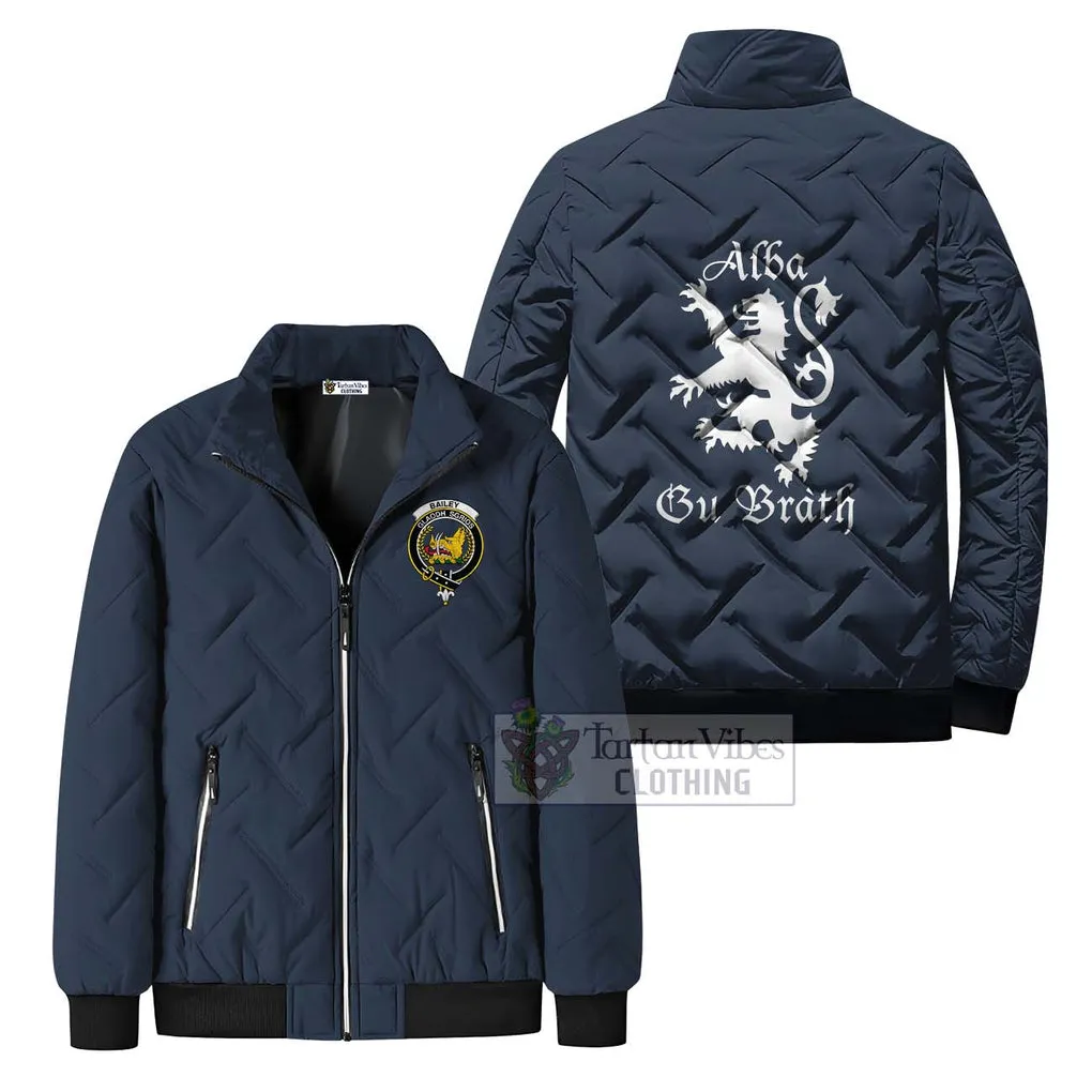 Bailey Family Crest Padded Cotton Jacket Lion Rampant Alba Gu Brath Style