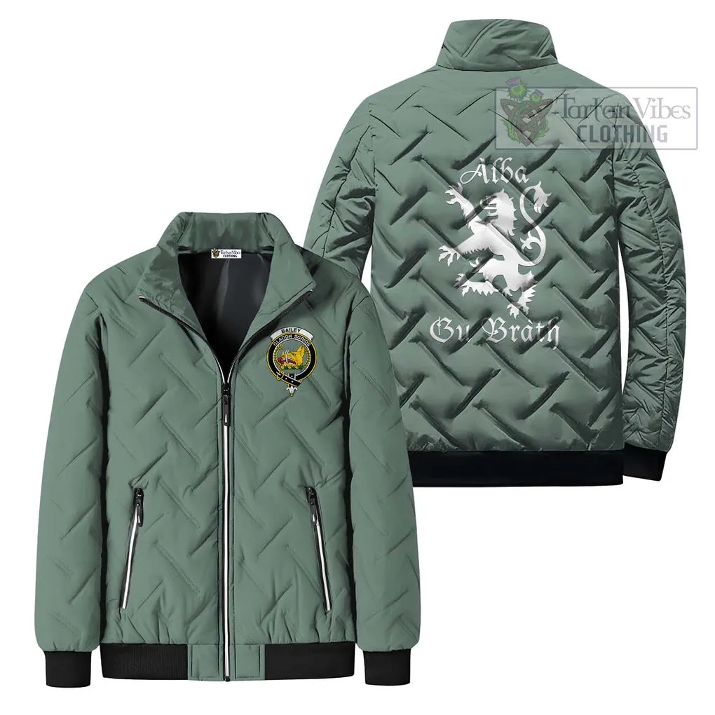 Bailey Family Crest Padded Cotton Jacket Lion Rampant Alba Gu Brath Style