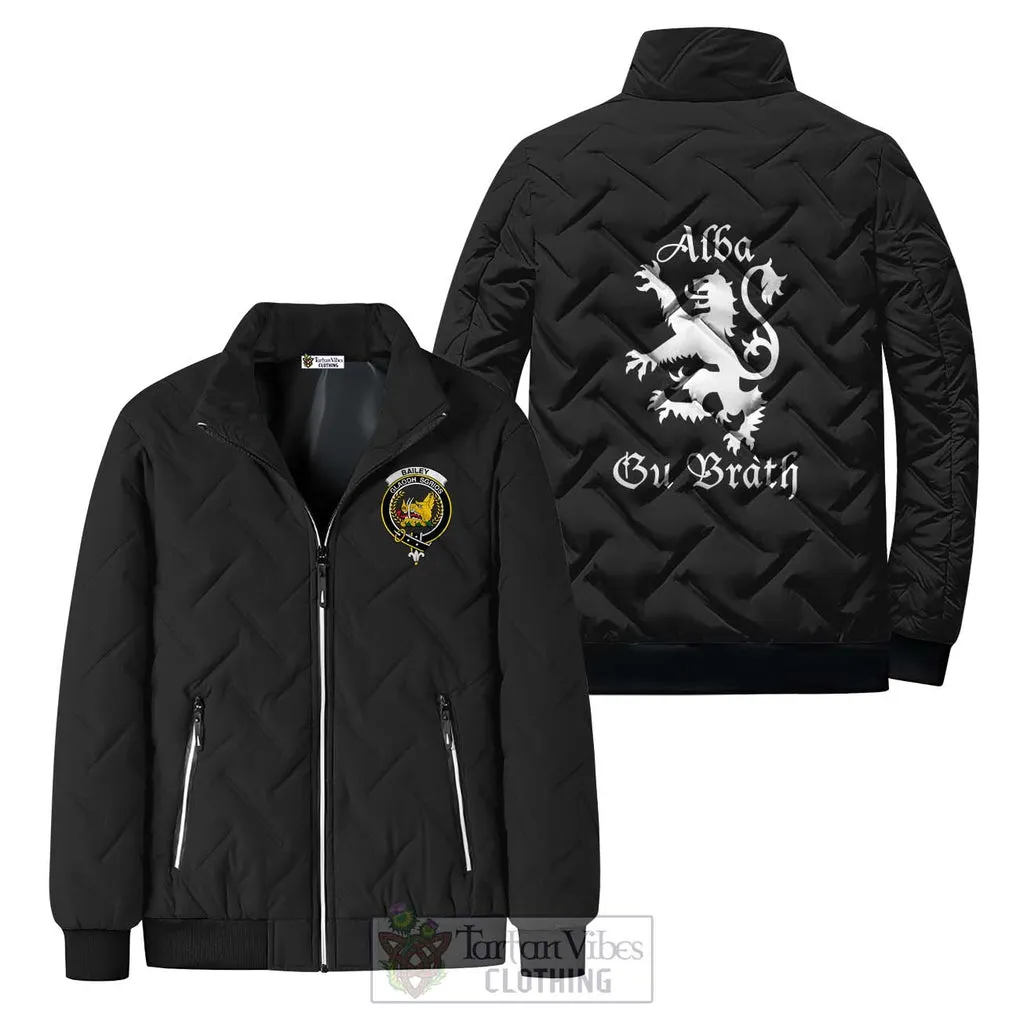 Bailey Family Crest Padded Cotton Jacket Lion Rampant Alba Gu Brath Style