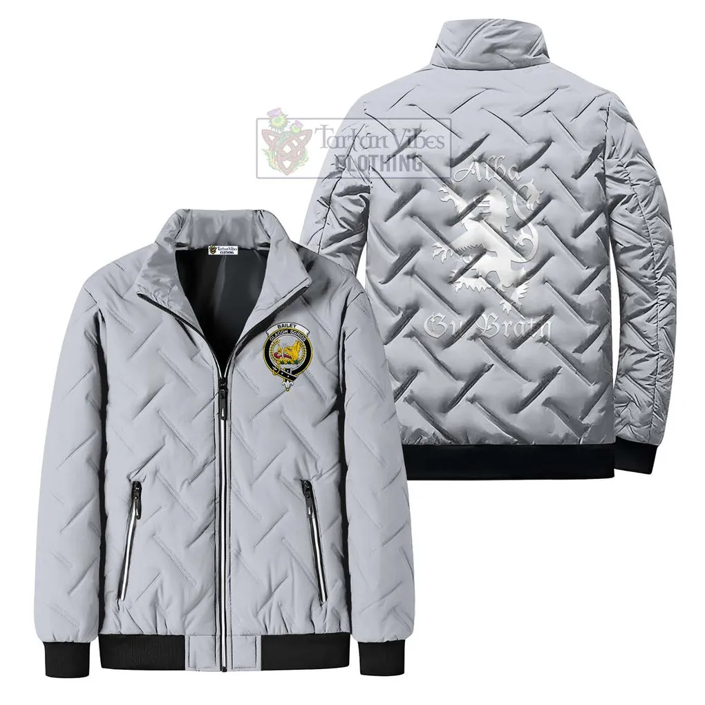 Bailey Family Crest Padded Cotton Jacket Lion Rampant Alba Gu Brath Style