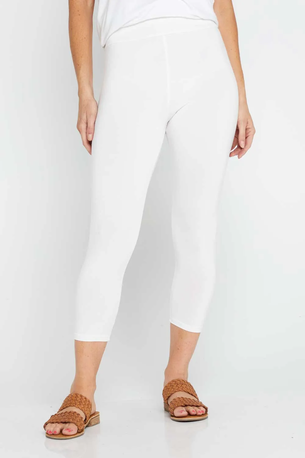 Bamboo 3/4 Leggings - White