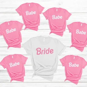 Barbie Bride and Babe Bachelorette Party T-shirts - Bridal Party Matching Shirts