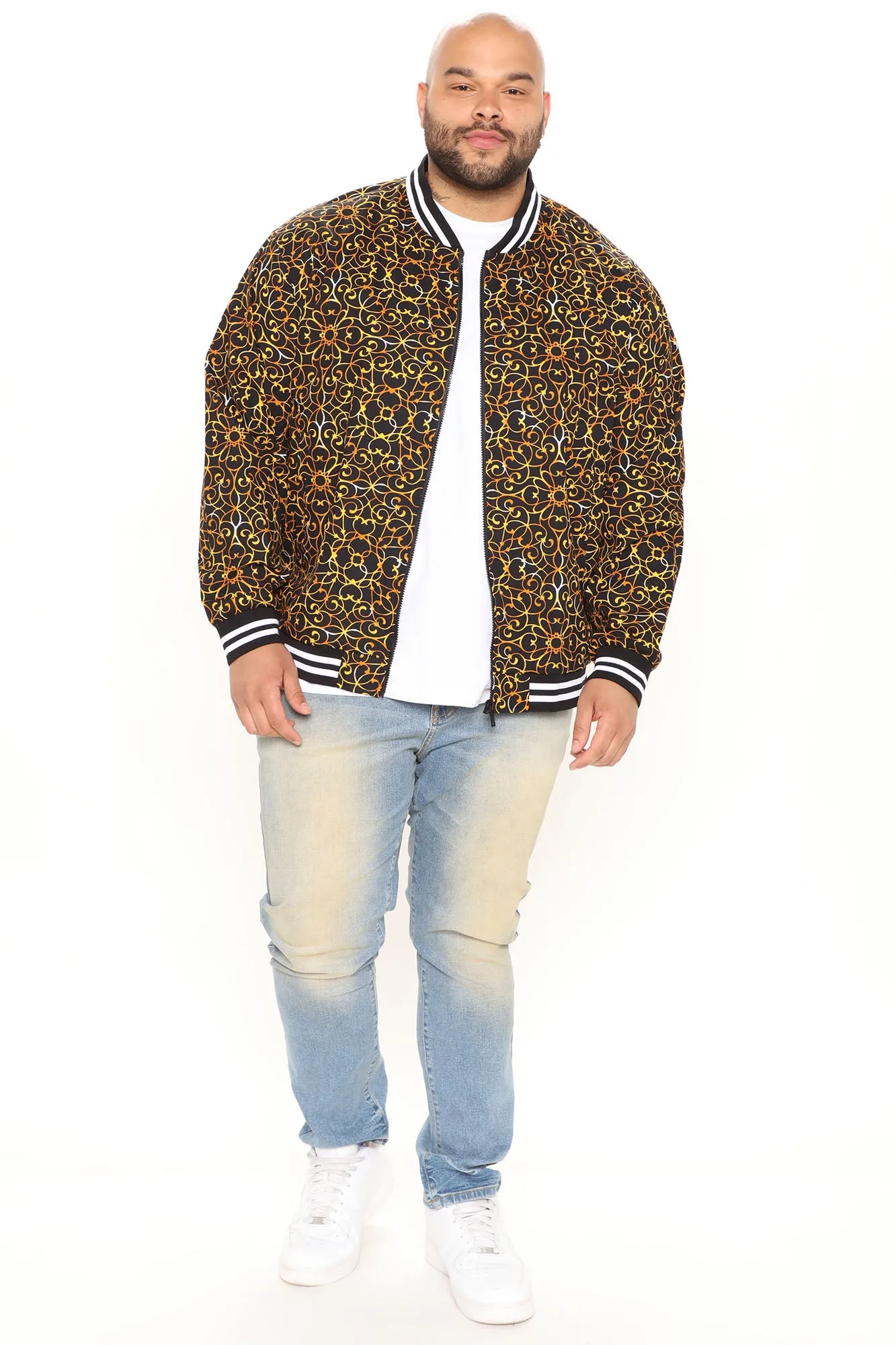 Baroque Bomber Jacket - Black/Gold