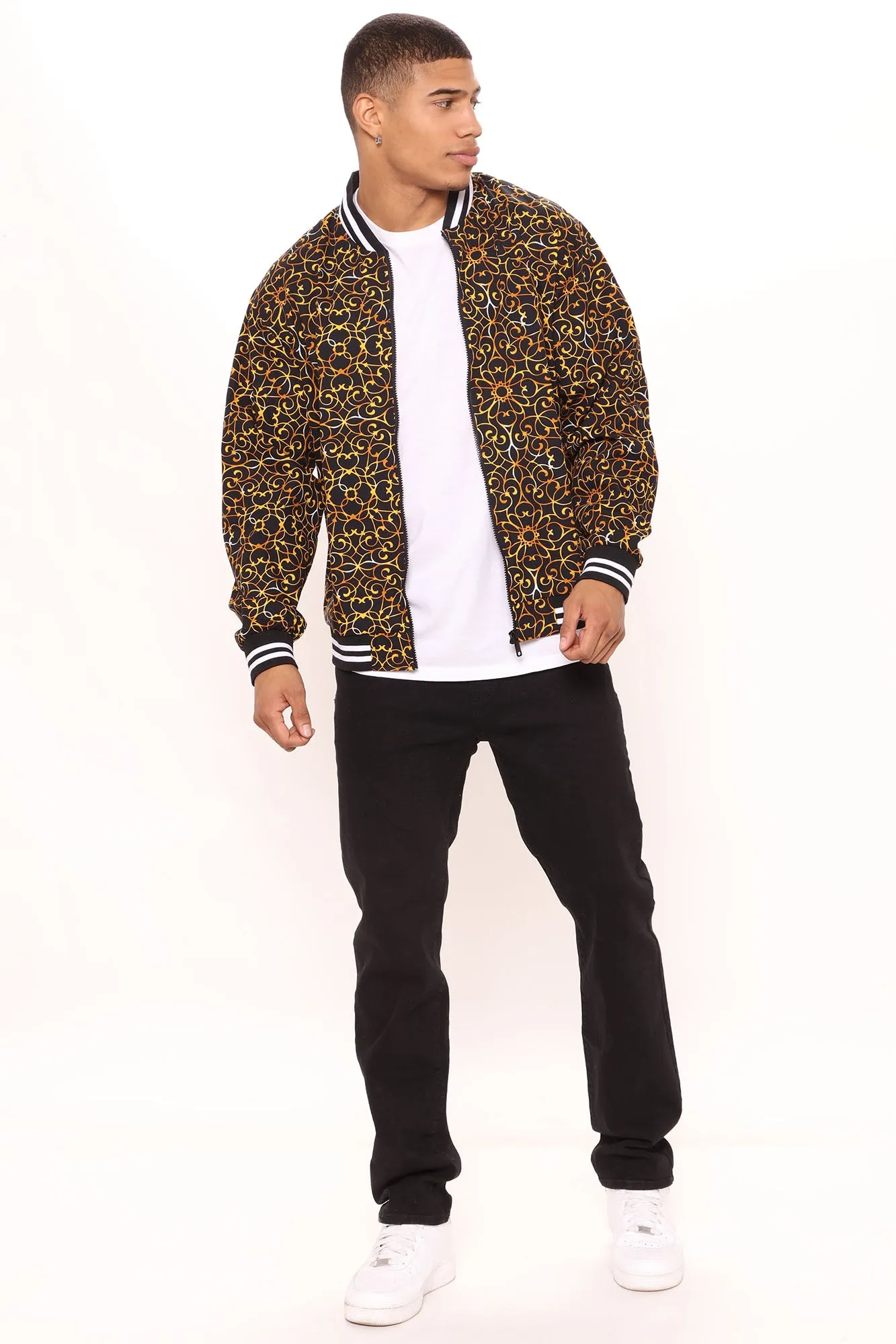 Baroque Bomber Jacket - Black/Gold