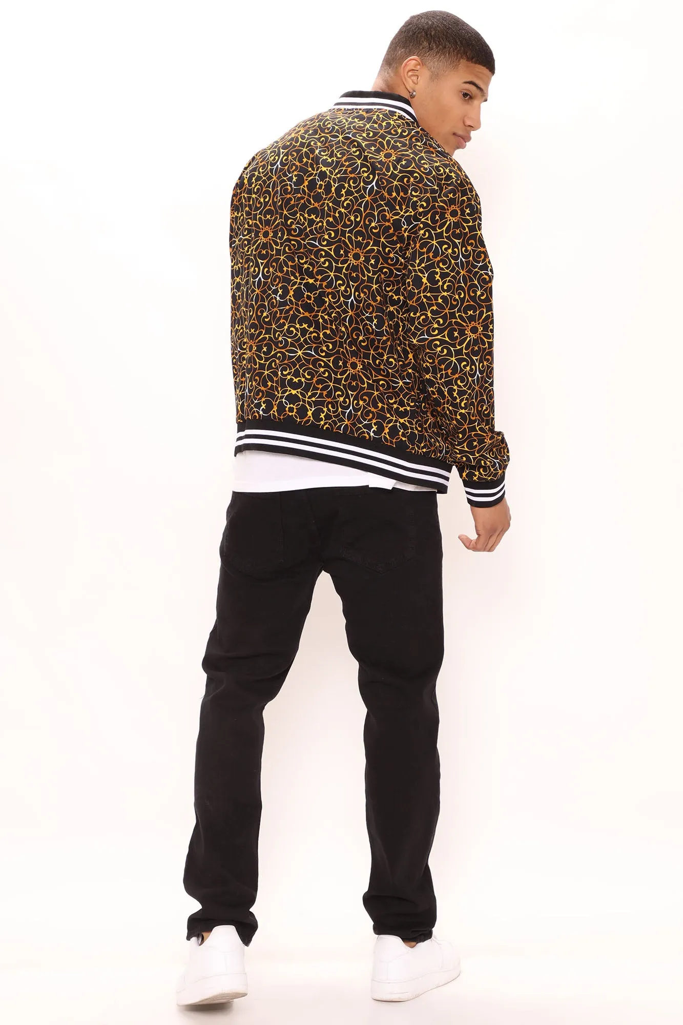 Baroque Bomber Jacket - Black/Gold