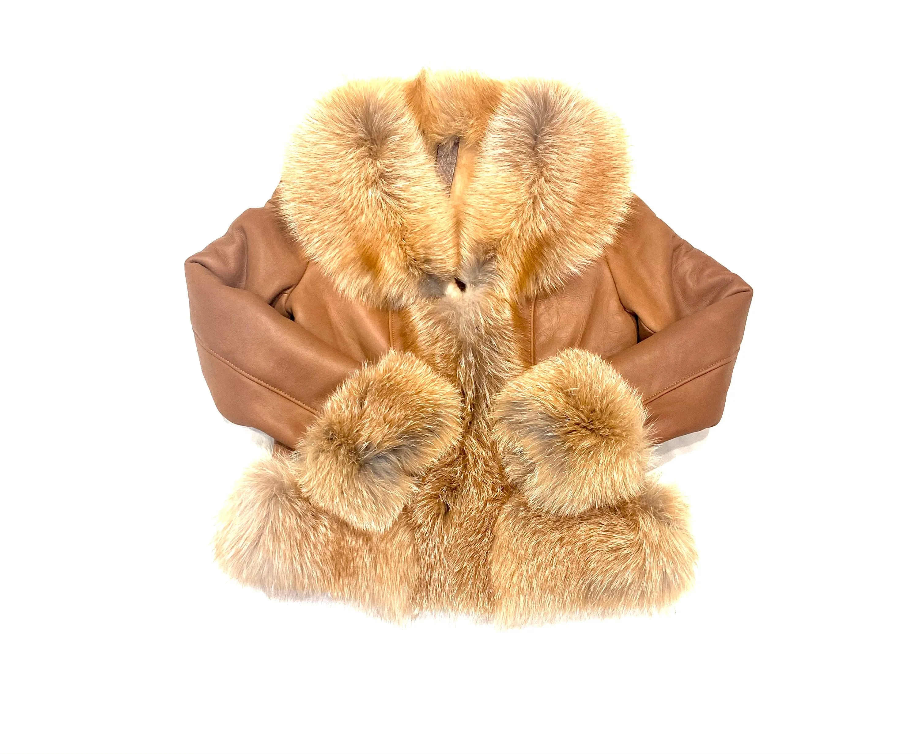 Barya NewYork Ladies Whiskey Oversize Fox Collar Shearling