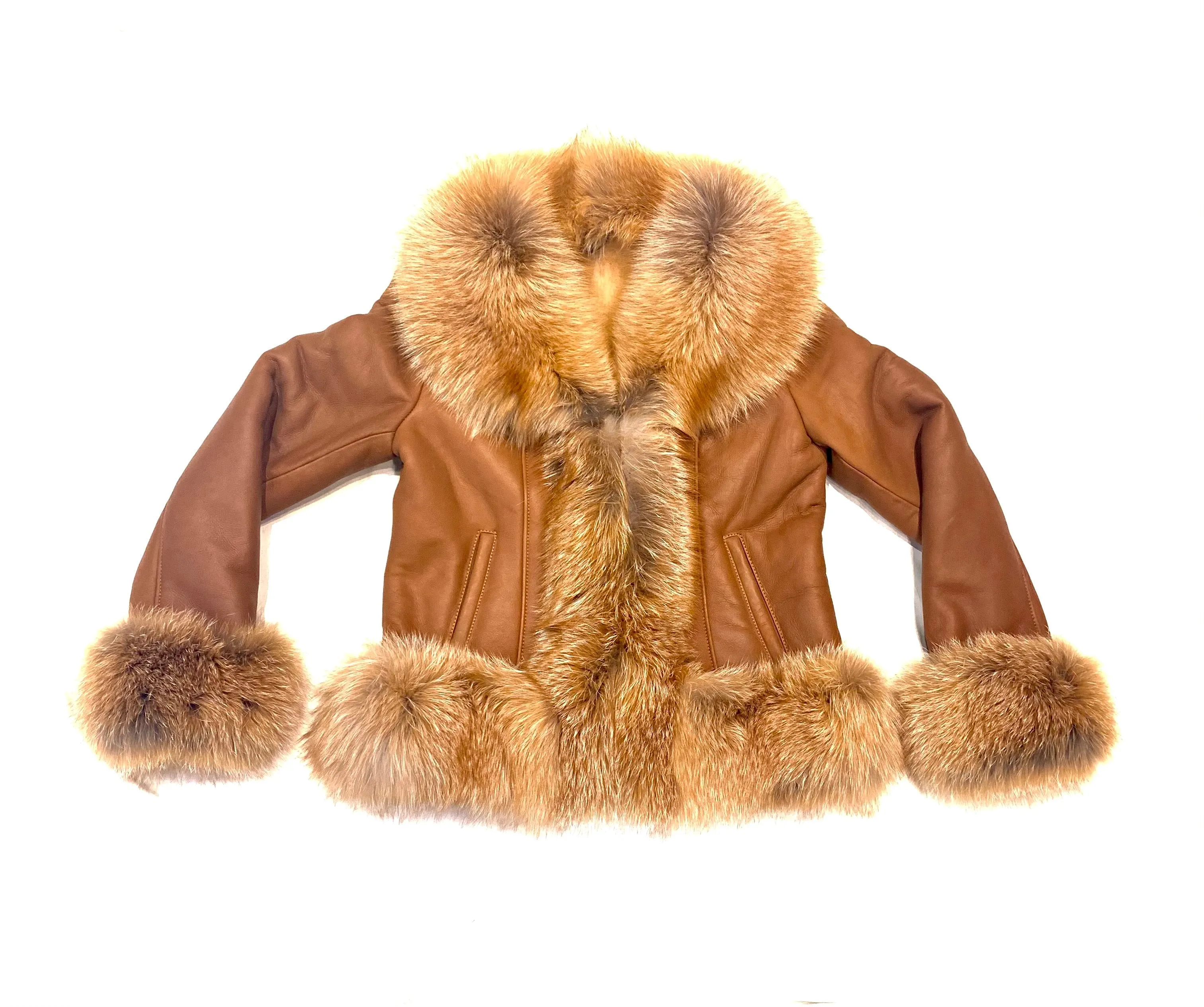 Barya NewYork Ladies Whiskey Oversize Fox Collar Shearling