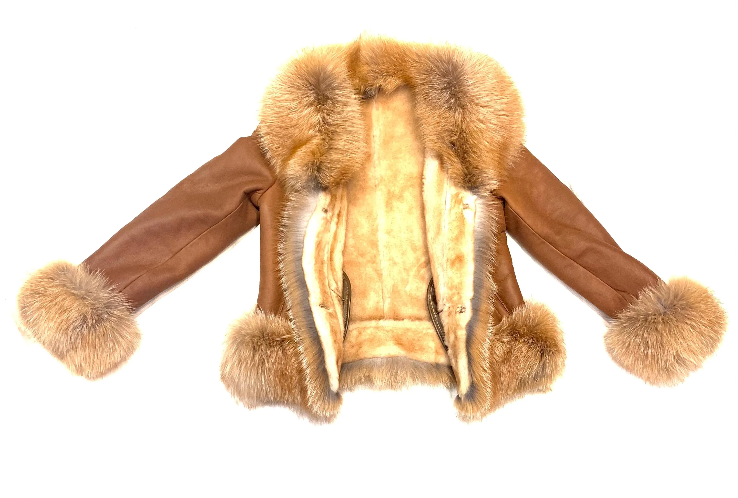 Barya NewYork Ladies Whiskey Oversize Fox Collar Shearling